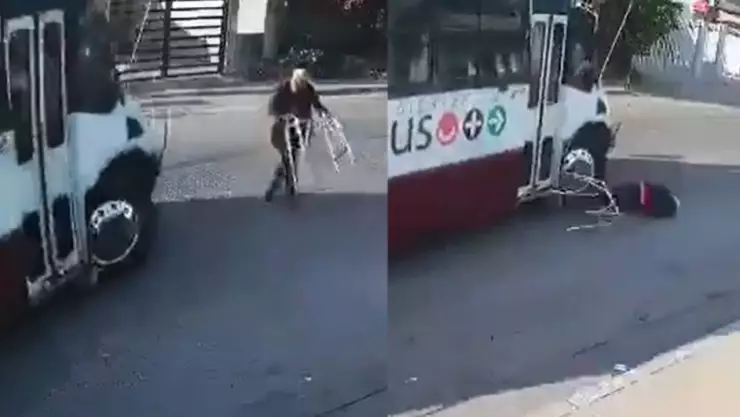 VIDEO Abuelo en andadera corre por su vida antes de ser atropellado