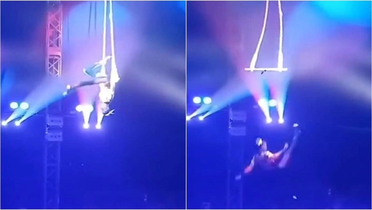 Trapecista cae al vacío durante una función de circo en Rusia