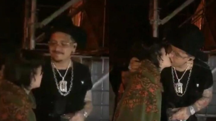 Christian Nodal y Cazzu besándose