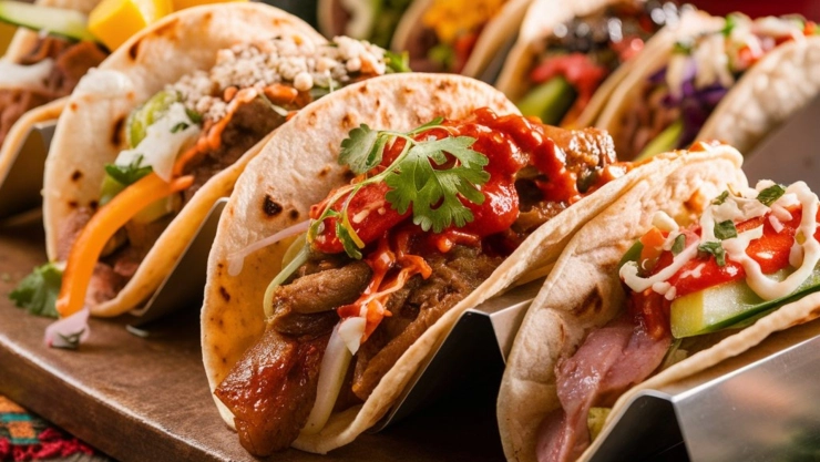 Un plato con tacos mexicanos