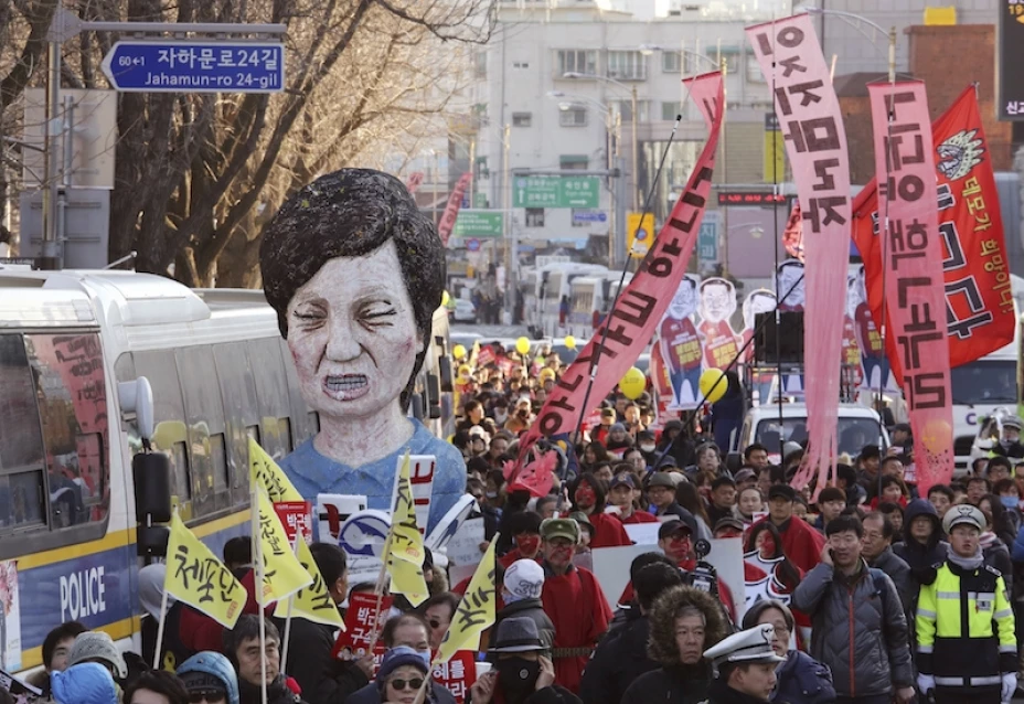 Manifestación contra presidenta de Corea del Sur