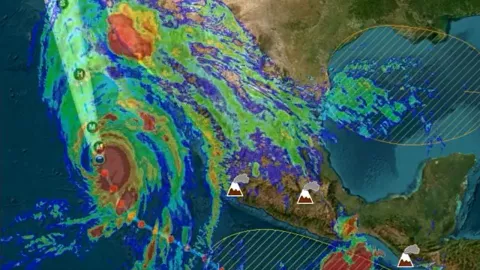 Pronóstico del avance del huracán Hilary en el Océano Pacífico