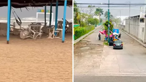 Usuarios captaron el momento en que el norte ingresó con fuerza en playas de Veracruz