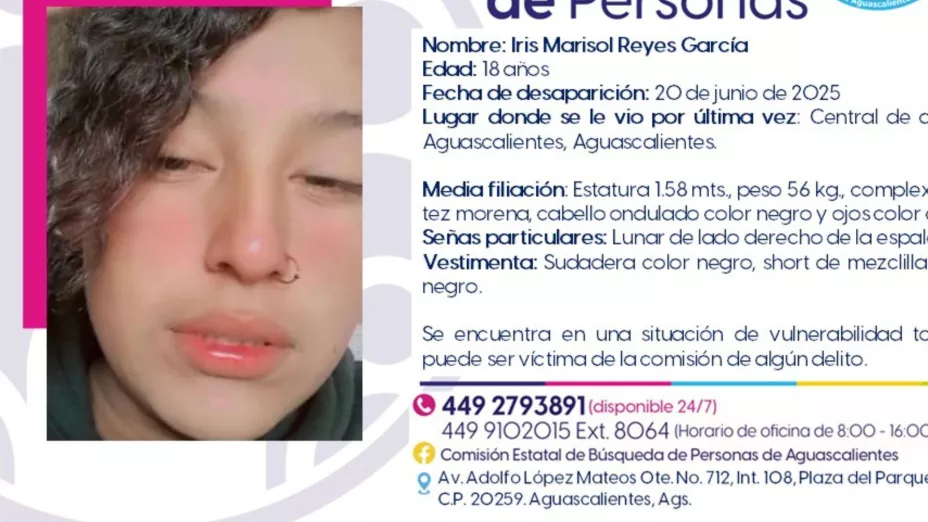 Todos los datos de la joven de 18 años que desapareció en Aguascalientes