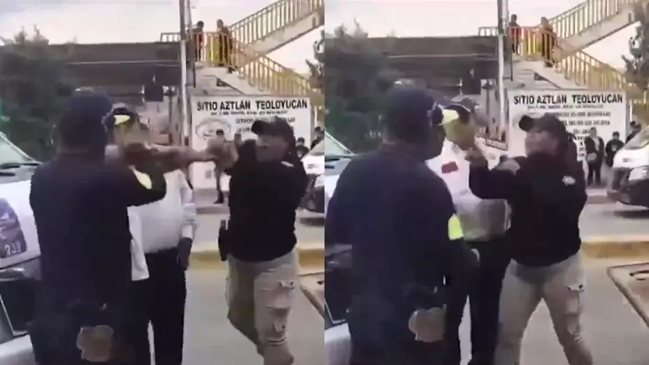 policía de Teoloyucan cachetea a chofer