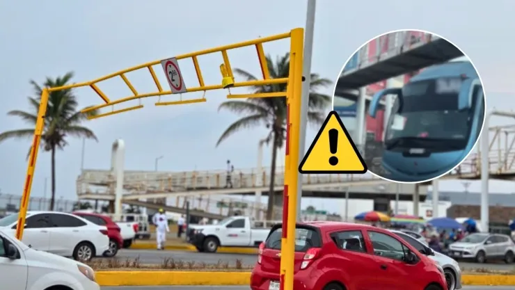 Conductores captaron el momento en que la unidad atravesó el limitador de altura