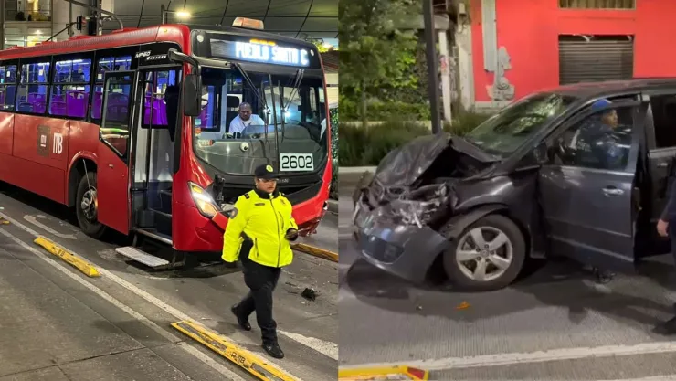 CDMX: Un auto choca de frente con el Metrobús tras meterse en sentido contrario