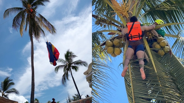 Rescatan-a-hombre-colgado-de-una-palmera-tras-lanzarse-en-paracaidas-en-Nayarit