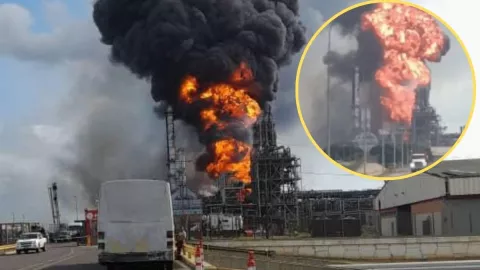 Incendio en planta petrolera