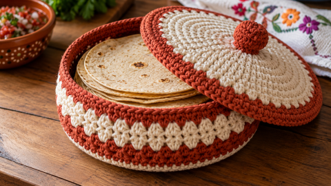 Tortillero redondo clásico de crochet