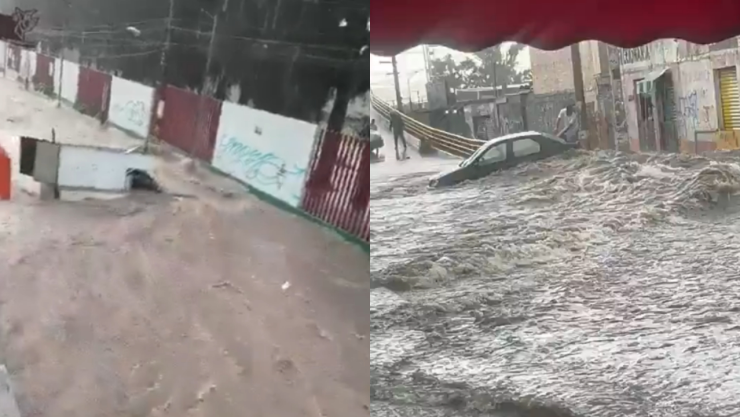 Inundaciones en Ecatepec tras fuertes lluvias lunes 14 de septiembre