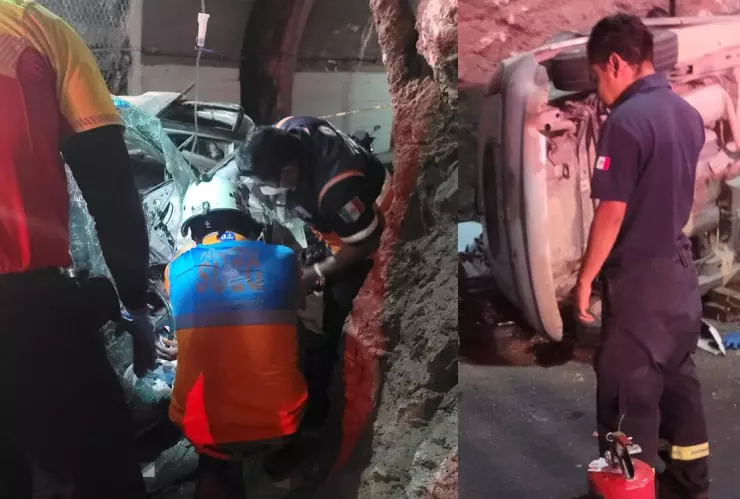 Volcadura en túnel de Guanajuato.