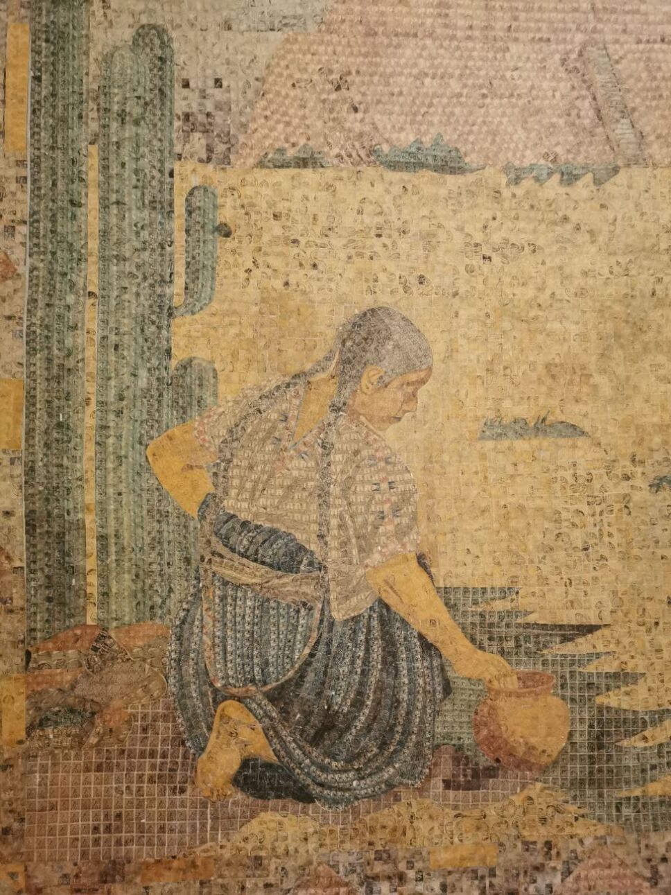 Vista de cerca del mural “La Tarasca”