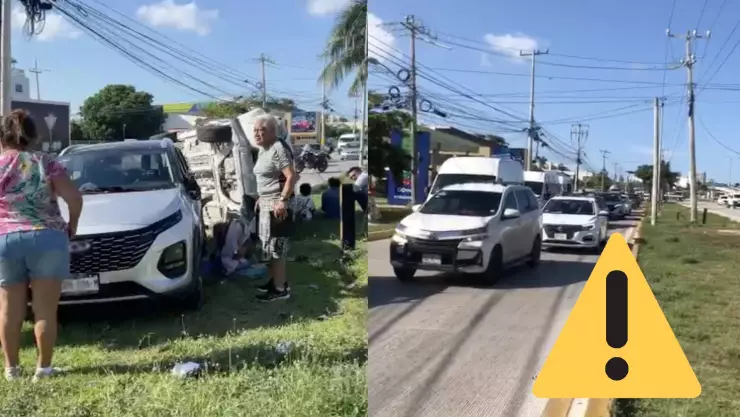 ÚLTIMA HORA: Se registra fuerte accidente en el Boulevard Colosio en Cancún; hay personas lesionadas
