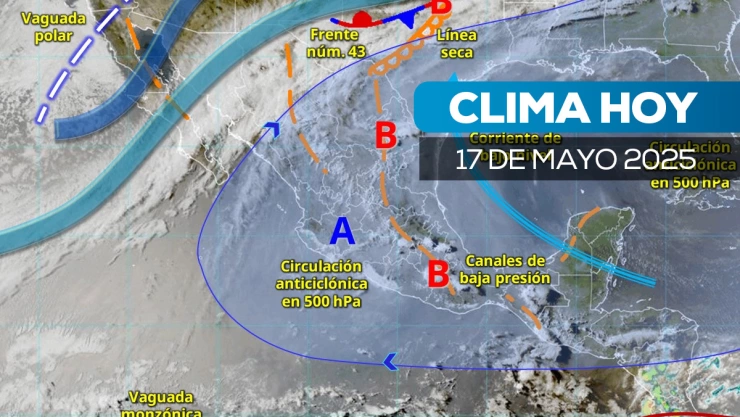 Consulta el pronóstico del clima en México para este 17 de mayo: temperaturas de hasta 45 °C, lluvias eléctricas, vientos fuertes y oleaje elevado.