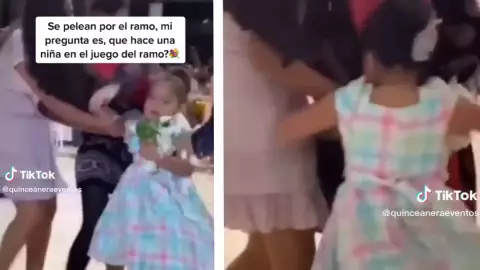 Niña patea a mujeres en una boda