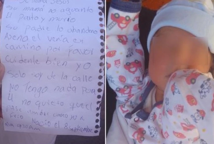 abandonan a bebé con carta argentina