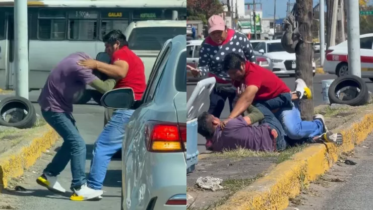 Captan en video a dos hombres peleando en plena calle de Veracruz