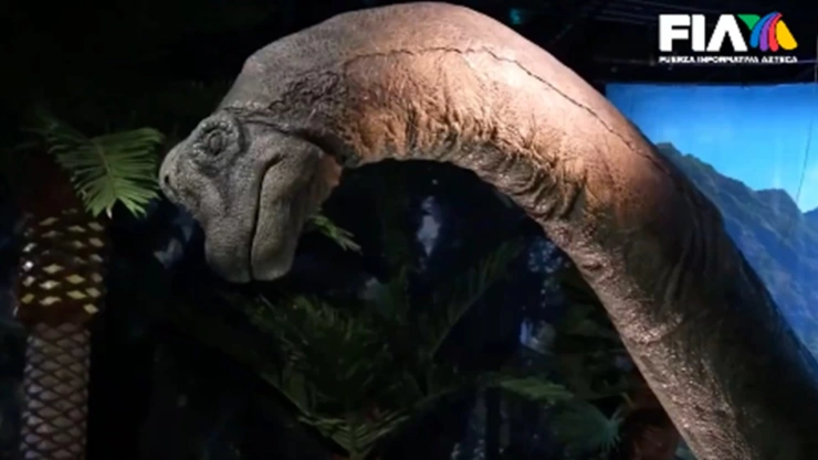 Roban dinosaurio animatrónico de exposición en la CDMX