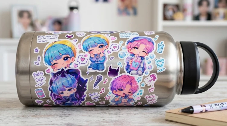 4 ideas de stickers de Baby Saja Boys para decorar el termo de agua de una verdadera fan de KPop Demon Hunters