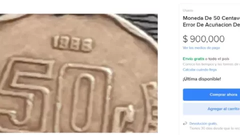 Moneda de 50 centavos que vale más de 900 mil pesos en Internet.