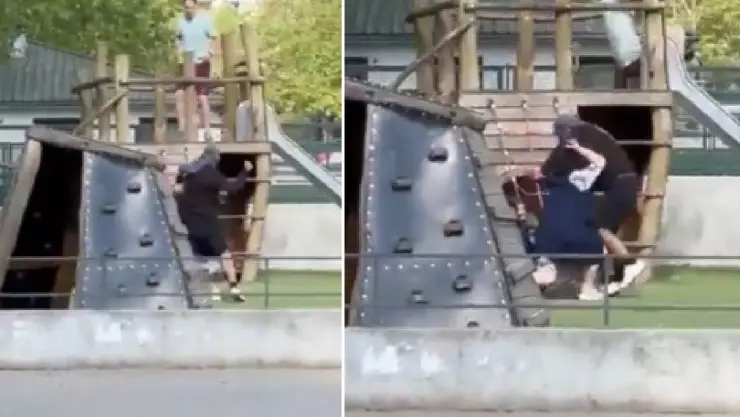 VIDEO_ Sujeto en estatus de refugiado ataca con cuchillo a seis niños en parque infantil