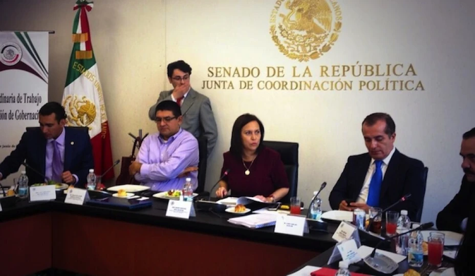 En presencia del coordinador de los diputados del PRI, Manlio Fabio Beltrones, Díaz Salazar agradeció el apoyo y la asistencia al acto del presidente del partido en Nuevo León