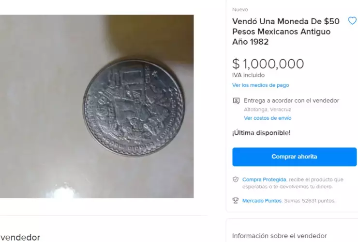 Moneda antigua de 50 pesos de la diosa azteca se vende hasta en un millon de pesos