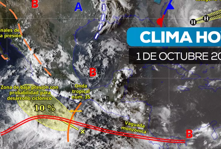 Mapa satelital del cómo estará el clima en México el 1 de septiembre de 2025