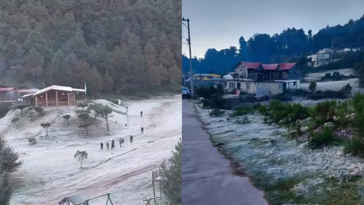 Paraiso invernal en Chiapas: Heladas sorprenden a El Porvenir con un paisaje blanco