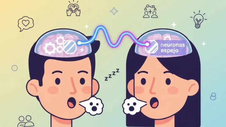 (Imagen hecha con IA) Un hombre y una mujer con bostezo contagioso por neuronas espejo.