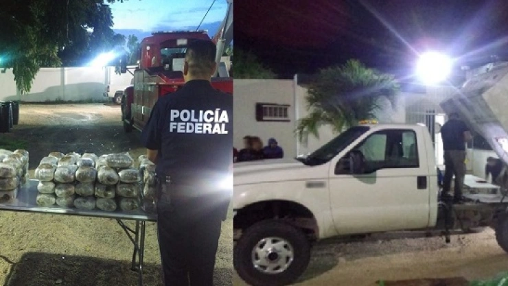 Droga doble fondo de una camioneta en Quintana Roo