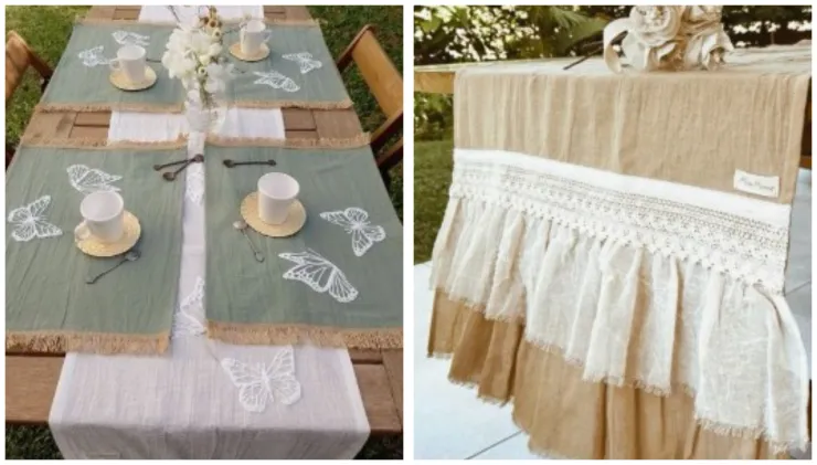 manteles y caminos de mesa con cortinas viejas