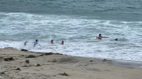 VIDEO: Tijuanenses nadan en playas de Tijuana pese a contaminación