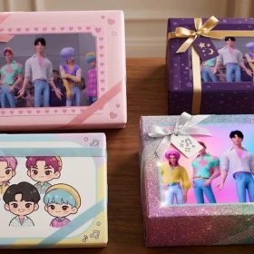 4 Photocards de Saja Boys con bordes para personalizar tus regalos y decorar lo que quieras como una fan de KPop Demon Hunters