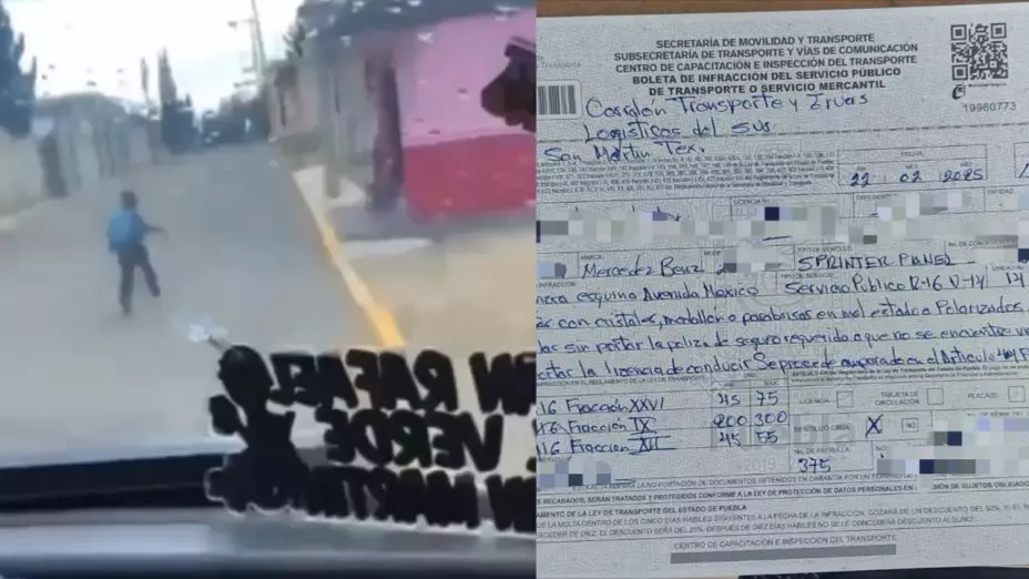 Niño corre tras sufrir acoso por parte de choferes de una combi en Tlahuapan, Puebla