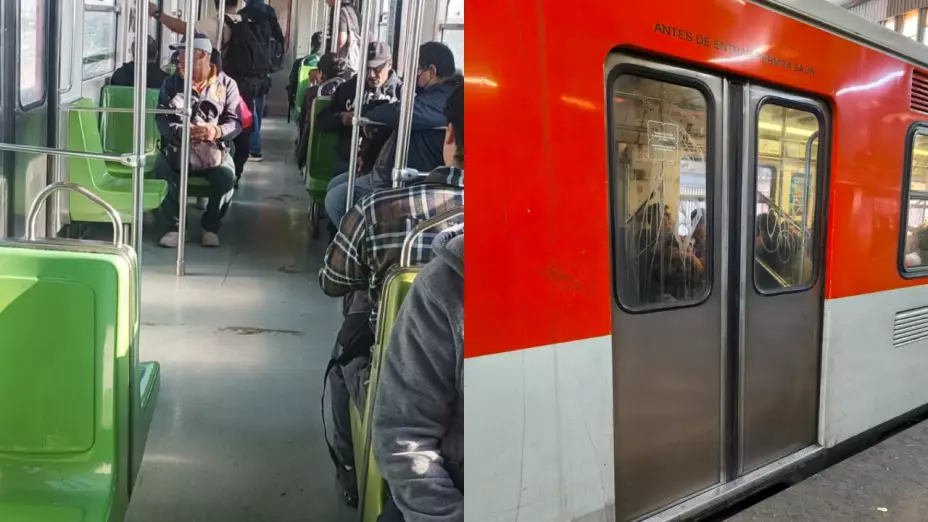 Interior y exterior de un vagón del Metro en la CDMX.