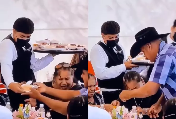 Mesero le tira la comida a invitada en plena fiesta