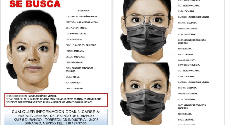 retrato hablado de mujer que se robó a una bebé en Durango