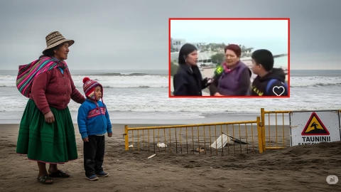 Abuela en Perú lleva a su nieto a ver el tsunami: “nunca había visto uno”