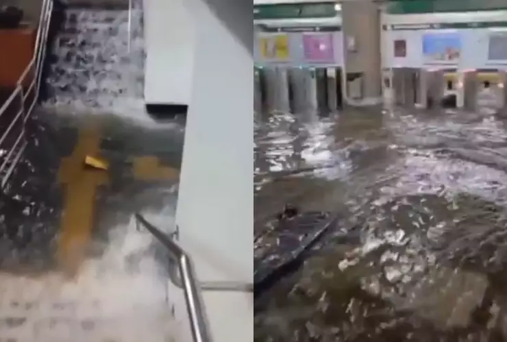 VIDEO | ¡Bajo el agua! Reportan inundación en la estación San Juan de Dios del Tren Eléctrico en Guadalajara