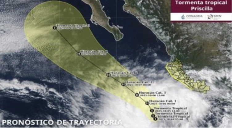 Conagua informa sobre la tormenta tropical “Priscilla” y fuertes lluvias en México en las próximas horas