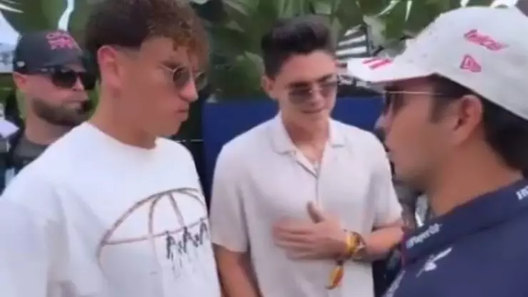 VIDEO_ Jugadores del América sorprenden al Checo Pérez previo a la F1 de Miami