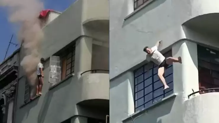 VIDEO: Hombre se tira por la ventana tras incendio de su departamento en CDMX