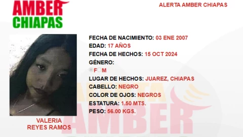 ALERTA AMBER CHIAPAS: Valeria Reyes fue vista por última vez en Juárez, Chiapas