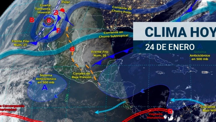 Clima en México 24 de enero: Más heladas por frente frío y una tormenta invernal