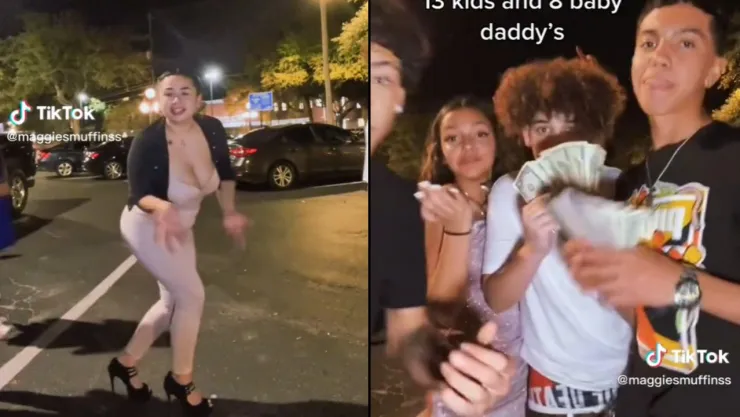 Mujer joven y madre de 13 hijos de 8 papás diferentes sube video bailando a TikTok y se hace viral