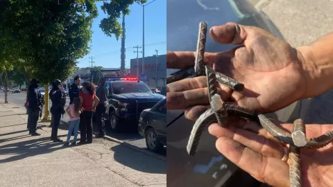 Ponchallantas frente a cuartel militar de Culiacán