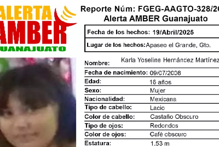 ¿La reconoces? Urge localizar a Karla, desapareció en Apaseo el Grande