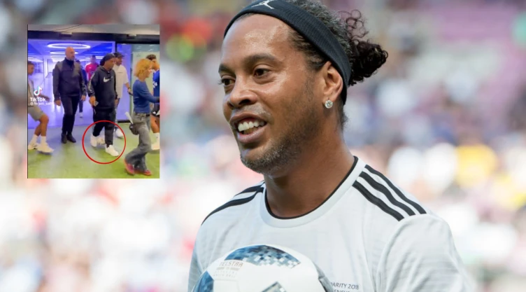 Ronaldinho jugando un partido benéfico ya retirado del futbol